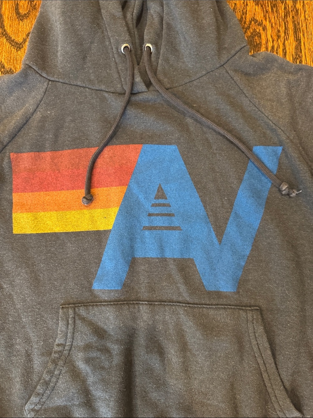 Aviator Nation Charcoal Gray Logo Hoodie Sweatshirt - Picture 2 of 7